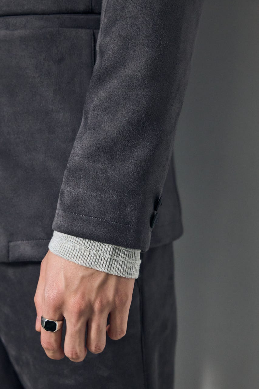 【AW先行アイテム】フェイクスエードジャケット GRY M