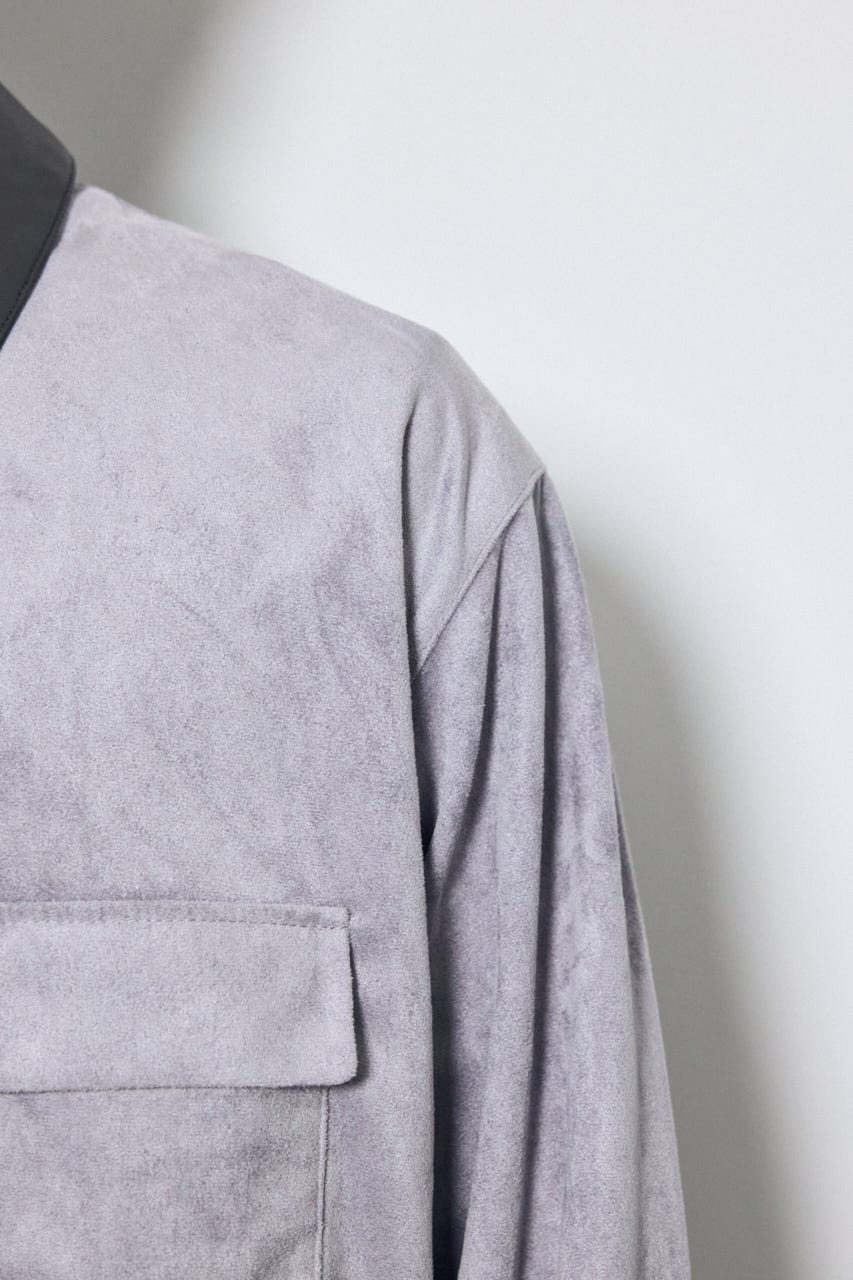 【AW先行アイテム】フェイクスエードジップシャツ GRY M