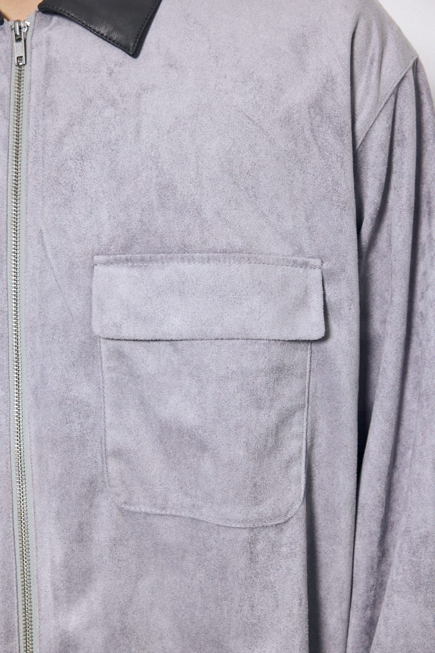 【AW先行アイテム】フェイクスエードジップシャツ GRY M