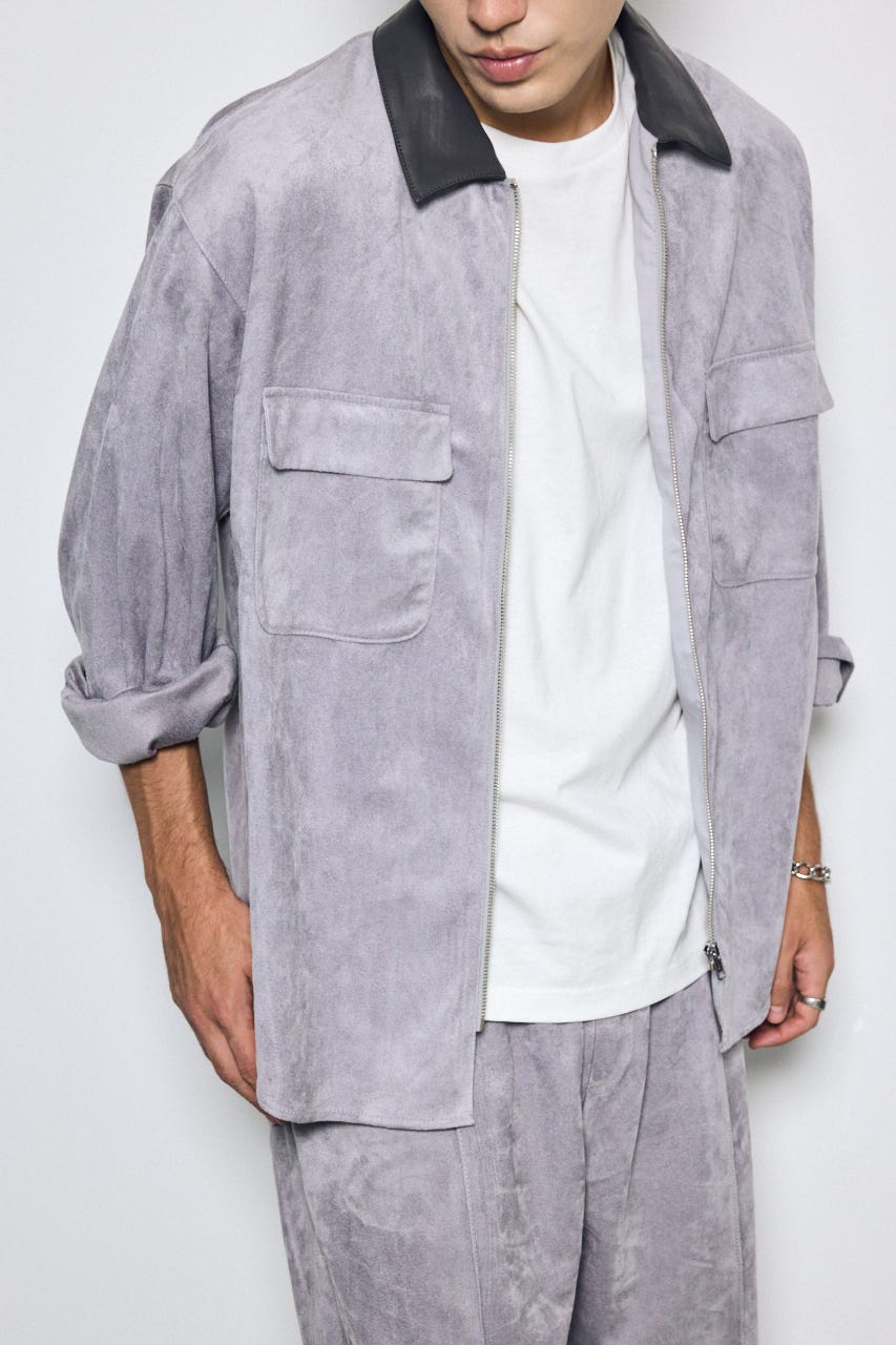 【AW先行アイテム】フェイクスエードジップシャツ GRY M