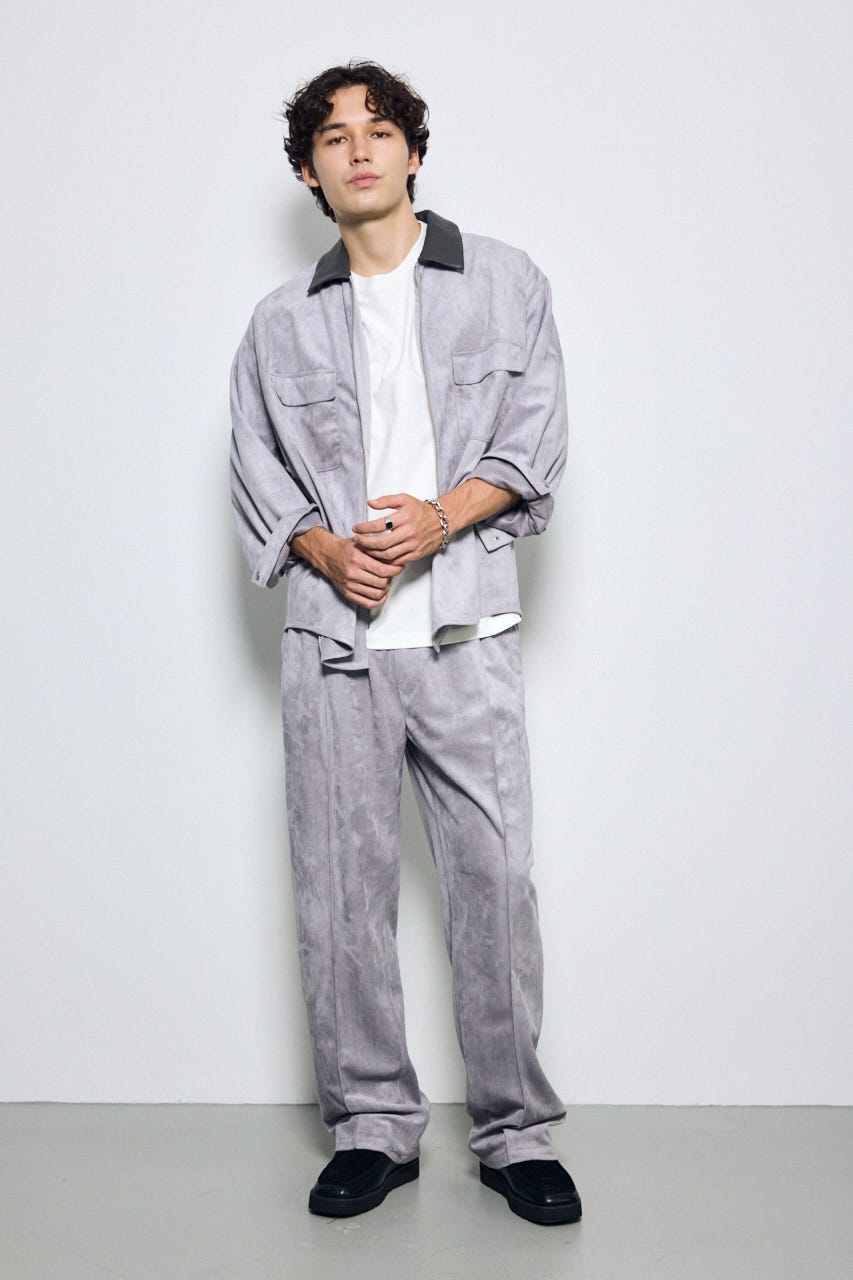 【AW先行アイテム】フェイクスエードジップシャツ GRY M