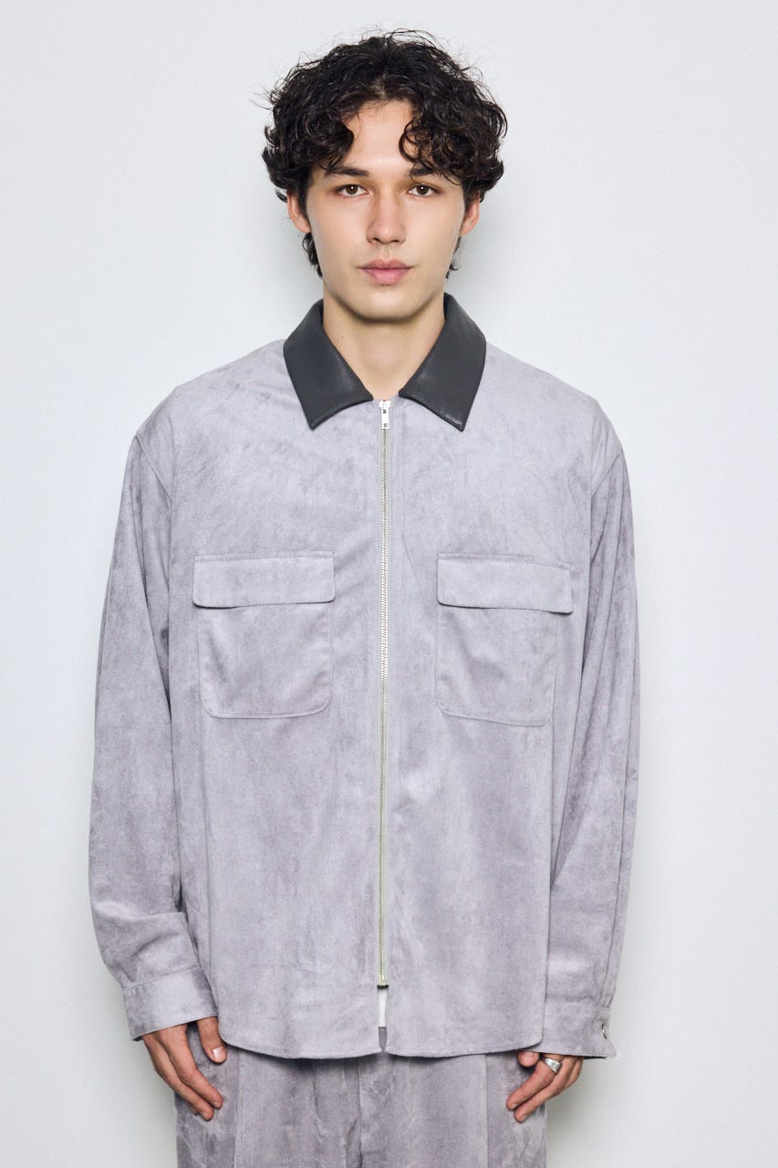 【AW先行アイテム】フェイクスエードジップシャツ GRY M