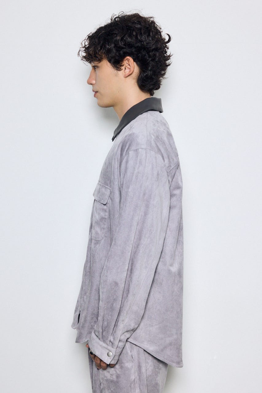 【AW先行アイテム】フェイクスエードジップシャツ GRY M