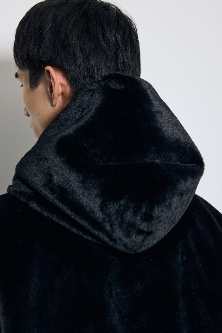 【AW先行アイテム】ファーフーディーブルゾン BLK M