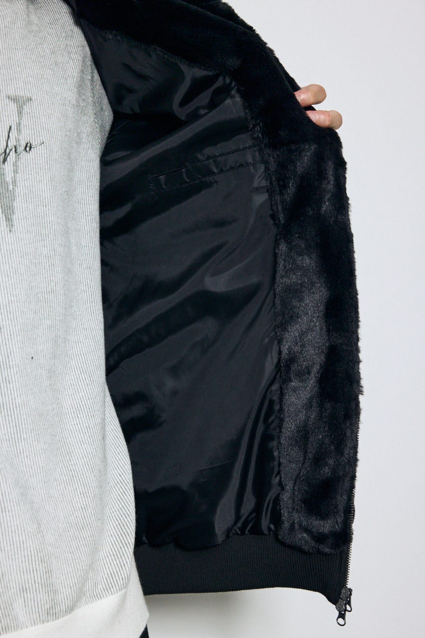 【AW先行アイテム】ファーフーディーブルゾン BLK M