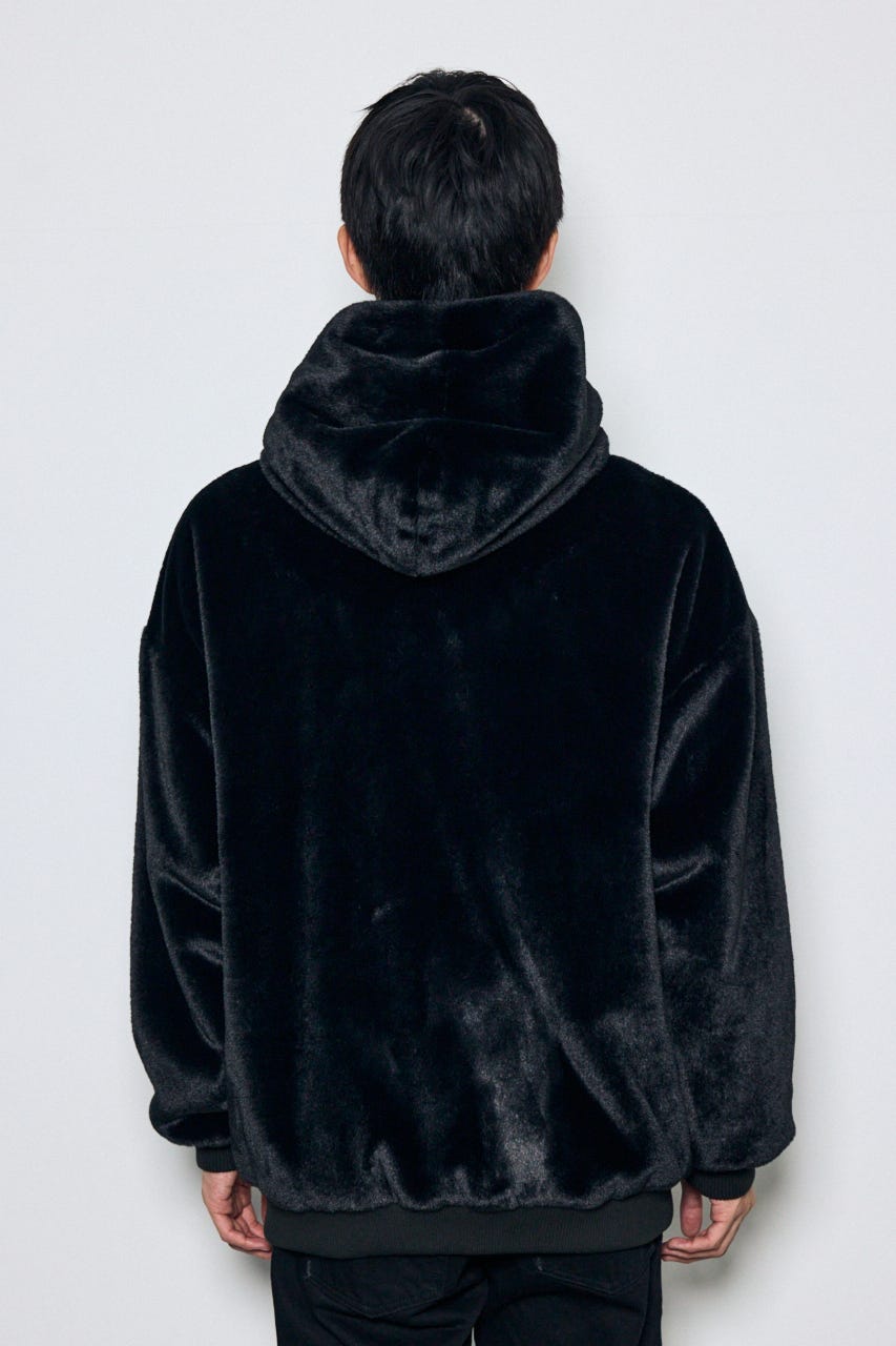 【AW先行アイテム】ファーフーディーブルゾン BLK M