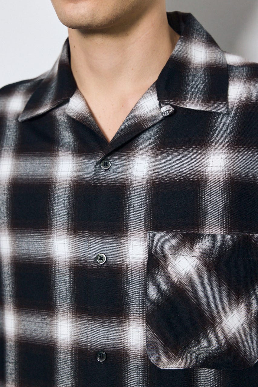 【AW先行アイテム】オンブレチェックシャツ BLK M