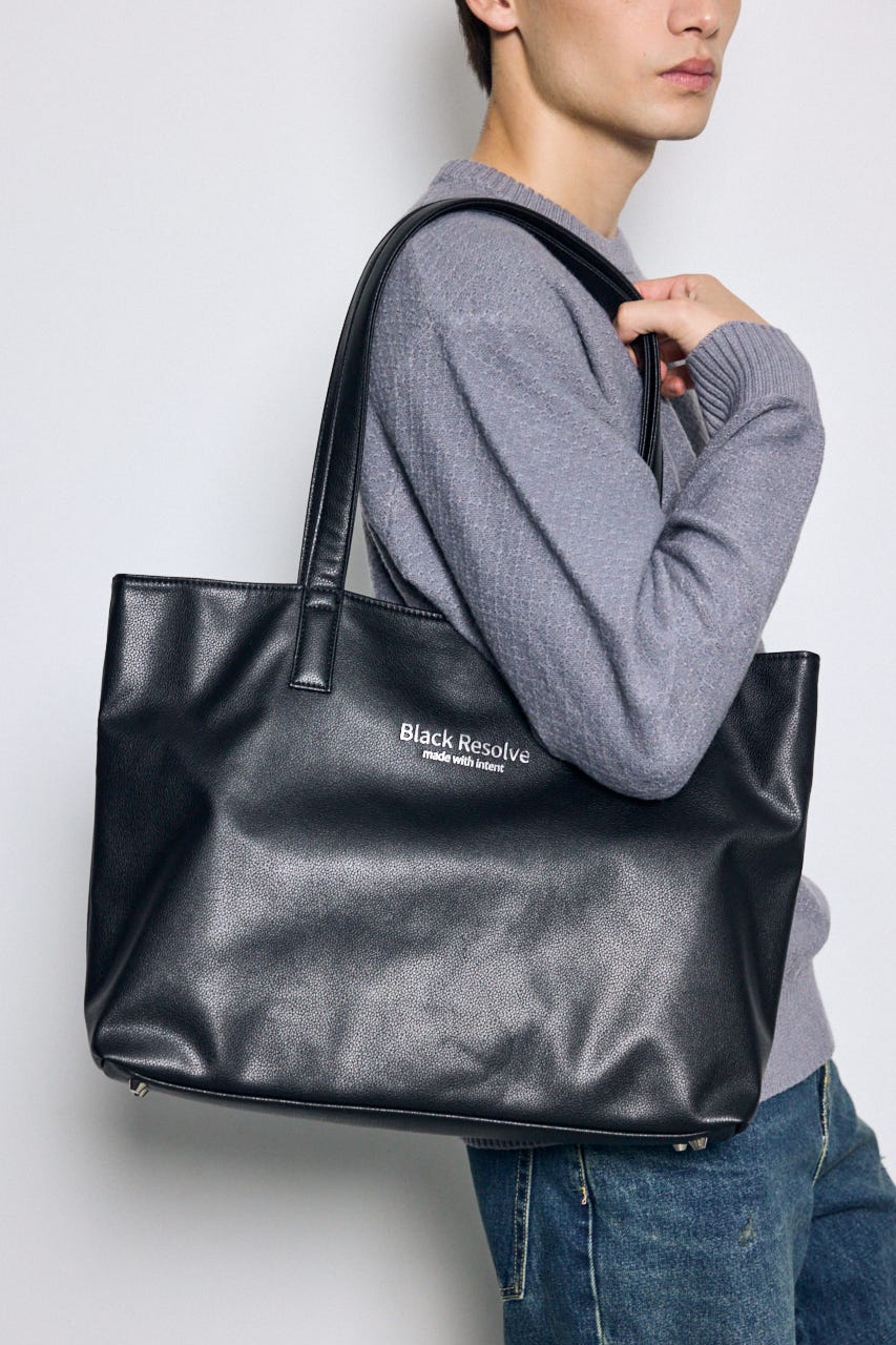 合皮ビッグトートバッグ BLK FREE
