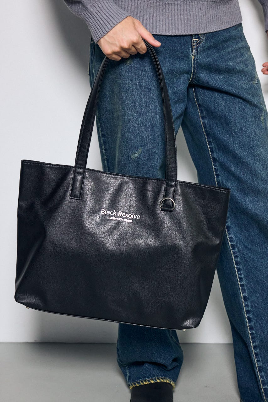 合皮ビッグトートバッグ BLK FREE