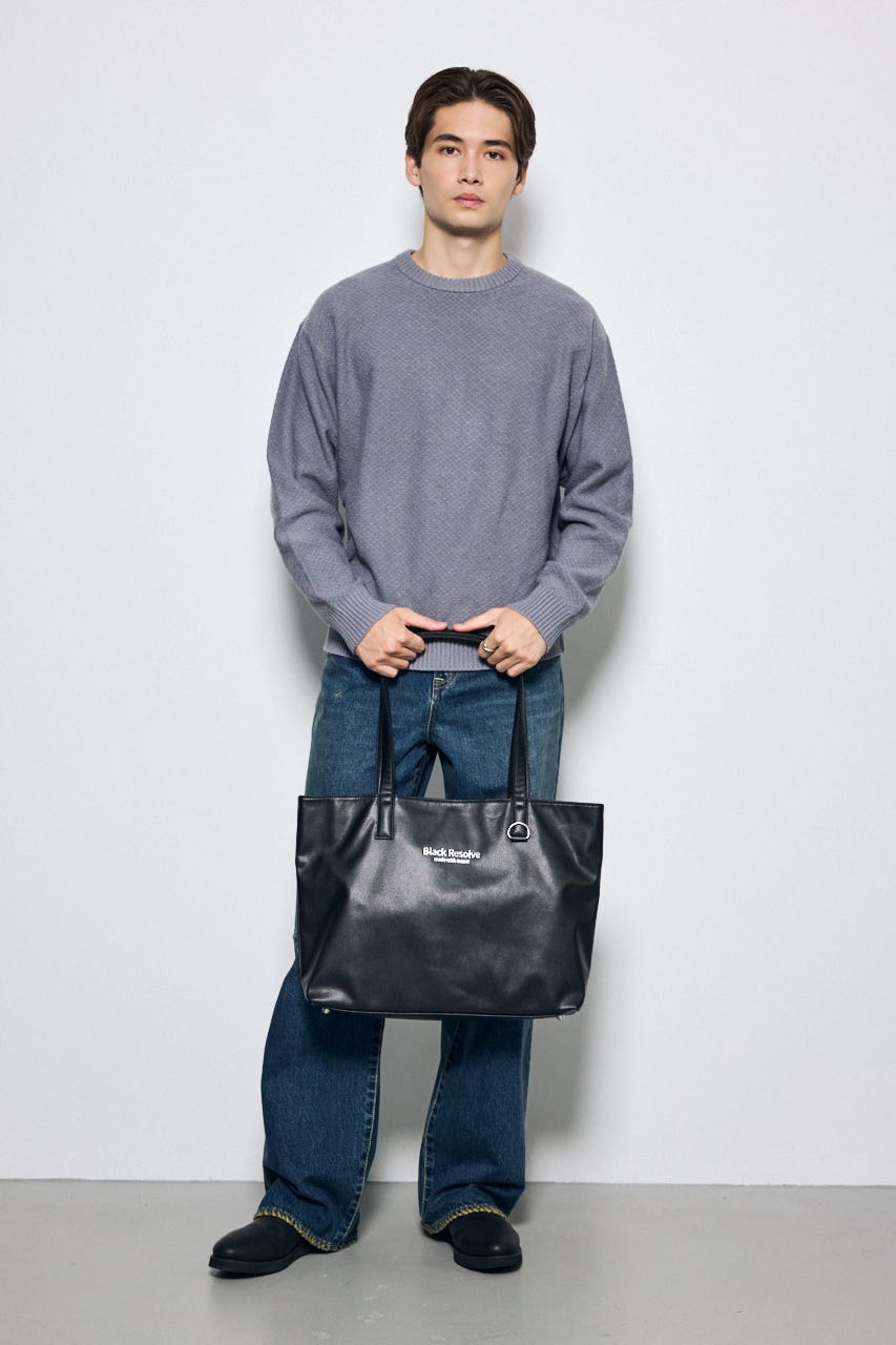 合皮ビッグトートバッグ BLK FREE