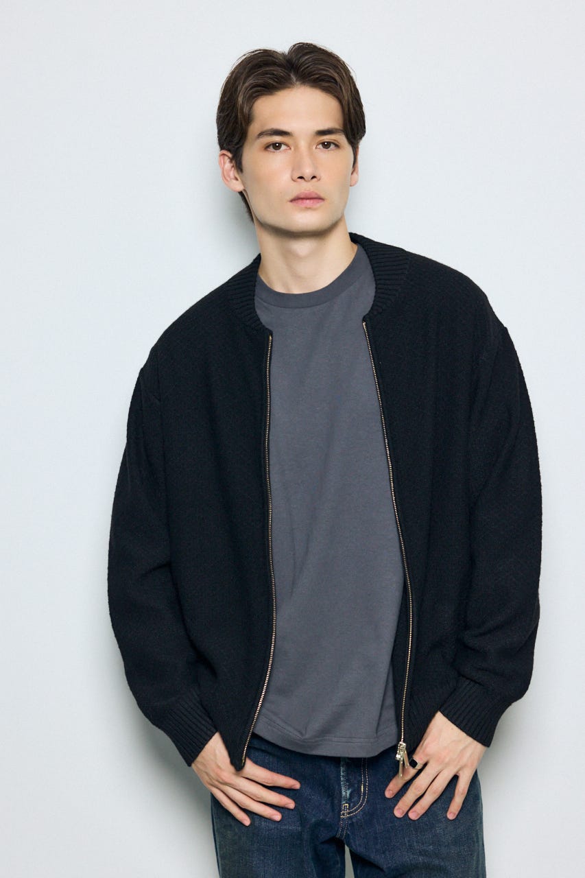 【AW先行アイテム】テクスチャーニットシップブルゾン BLK M