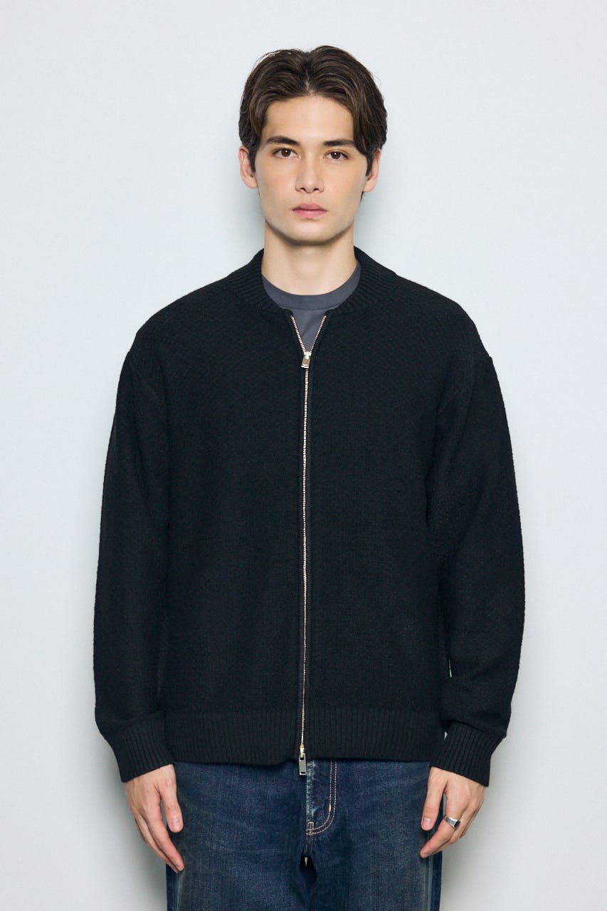 【AW先行アイテム】テクスチャーニットシップブルゾン BLK M