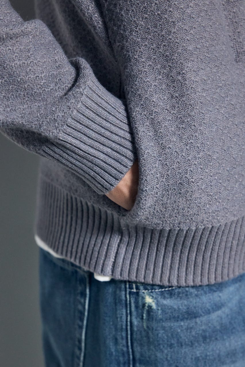 【AW先行アイテム】テクスチャーニットシップブルゾン L/GRY M