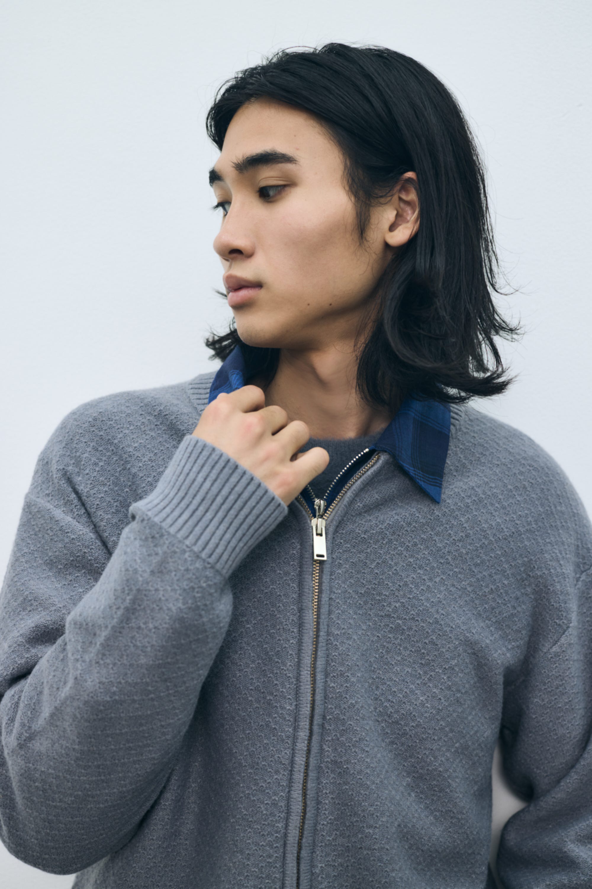 【AW先行アイテム】テクスチャーニットシップブルゾン L/GRY M