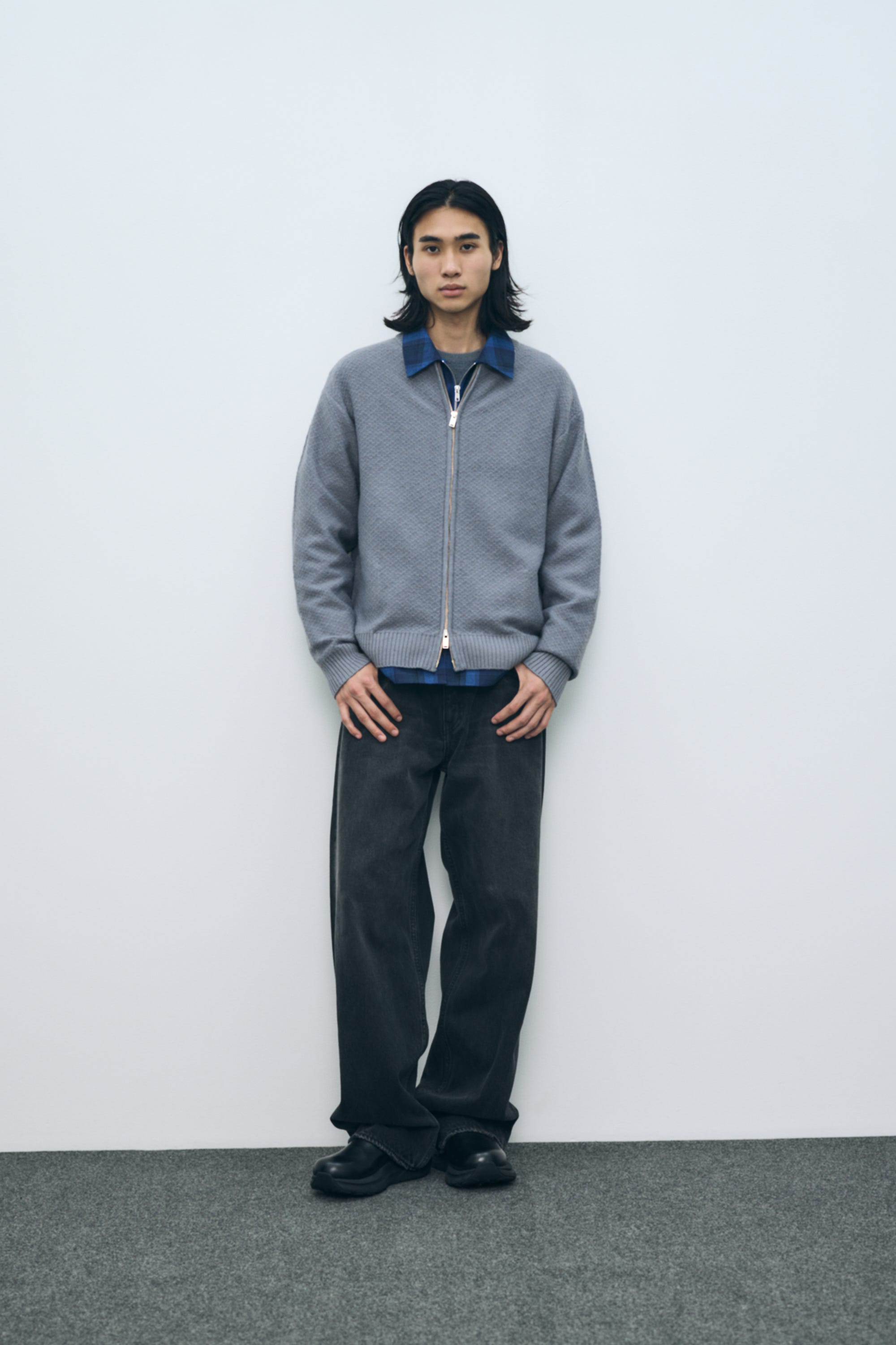 【AW先行アイテム】テクスチャーニットシップブルゾン L/GRY M
