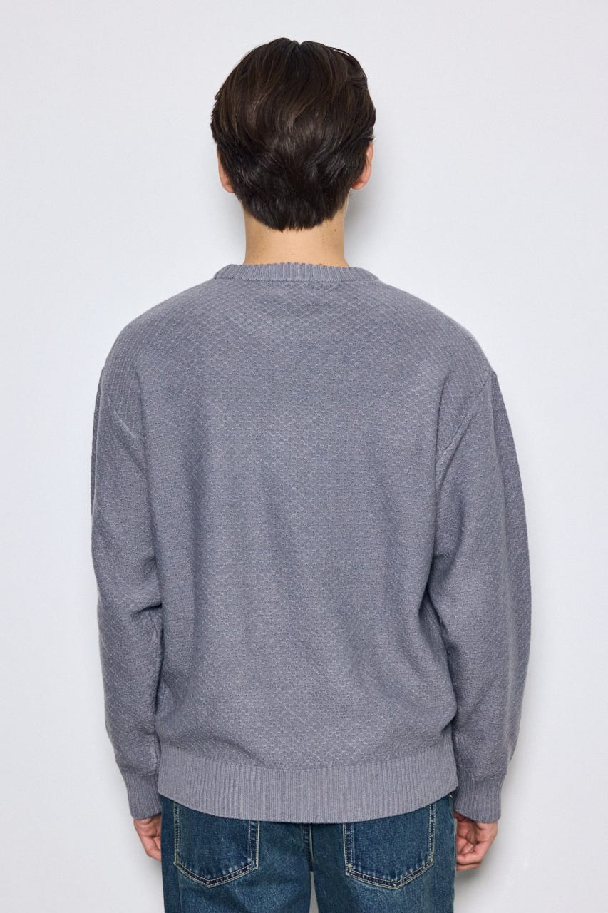 【AW先行アイテム】テクスチャークルーネックニットトップス L/GRY M