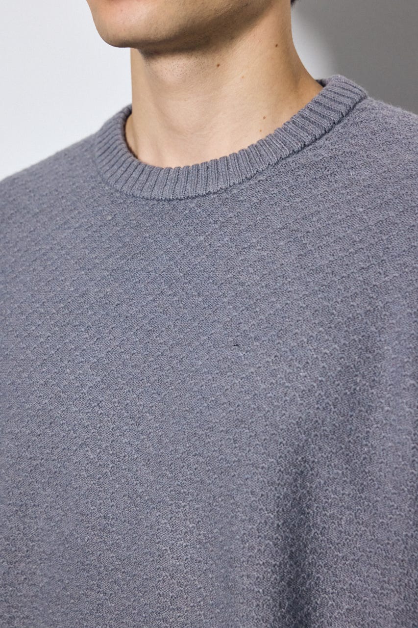 【AW先行アイテム】テクスチャークルーネックニットトップス L/GRY M