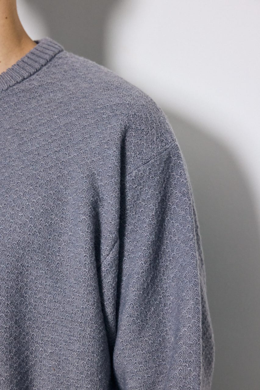 【AW先行アイテム】テクスチャークルーネックニットトップス L/GRY M