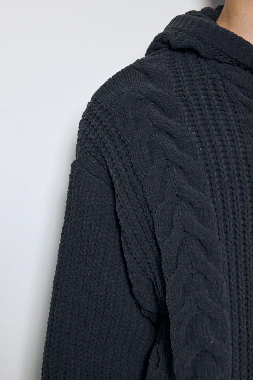 【AW先行アイテム】【ぬくもち】ジップアップニットフーディー GRY L