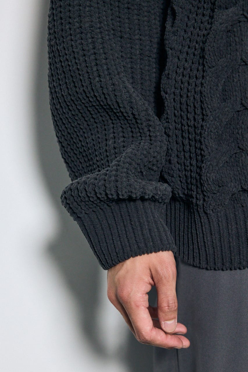 【AW先行アイテム】【ぬくもち】ジップアップニットフーディー GRY L