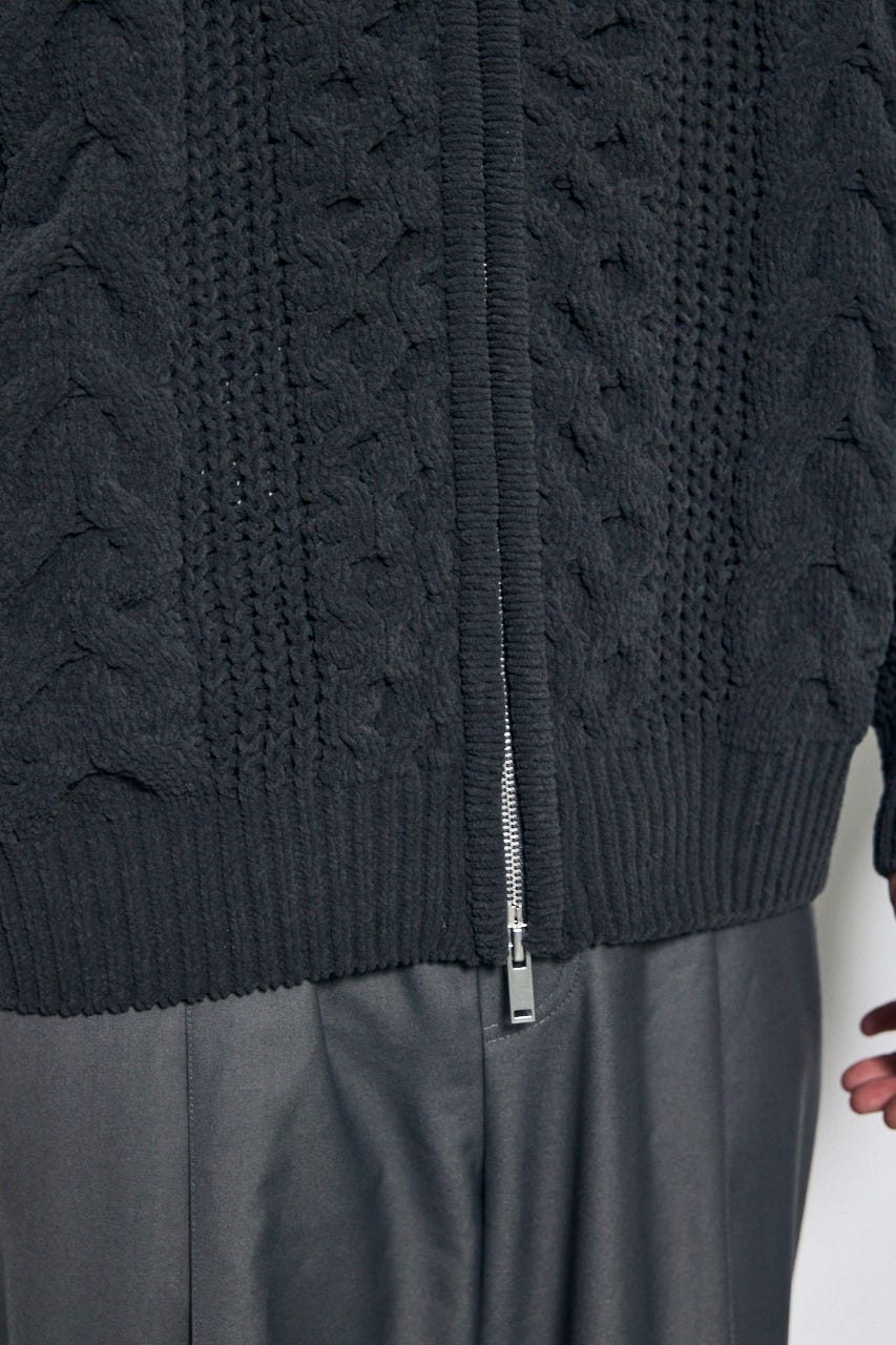 【AW先行アイテム】【ぬくもち】ジップアップニットフーディー GRY L