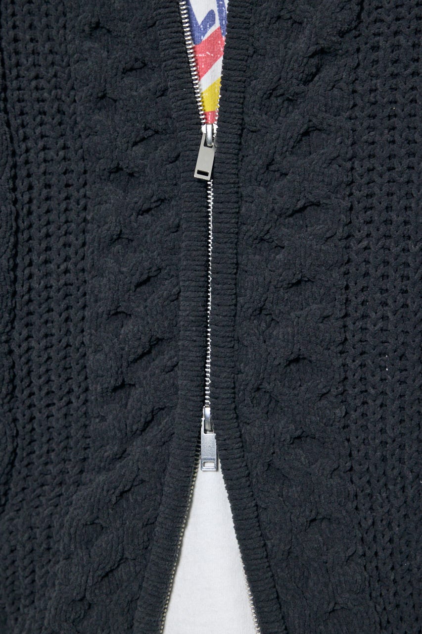 【AW先行アイテム】【ぬくもち】ジップアップニットフーディー GRY L