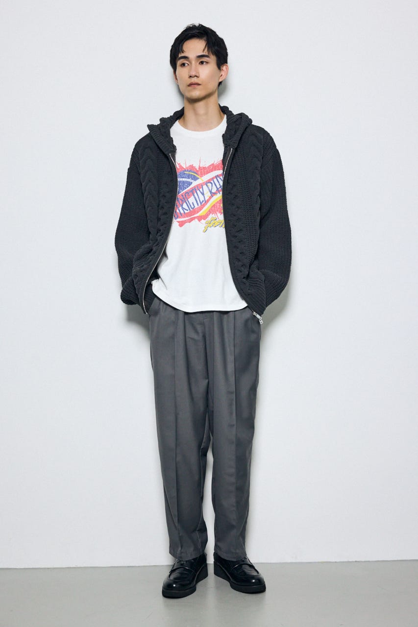 【AW先行アイテム】【ぬくもち】ジップアップニットフーディー GRY L