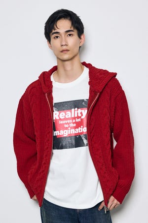 【AW先行アイテム】【ぬくもち】ジップアップニットフーディー