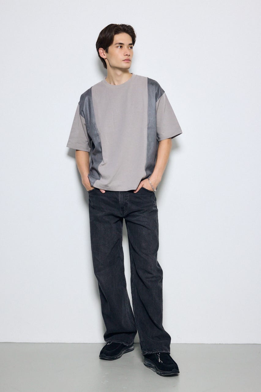 異素材フェイクスエードトップス L/GRY M