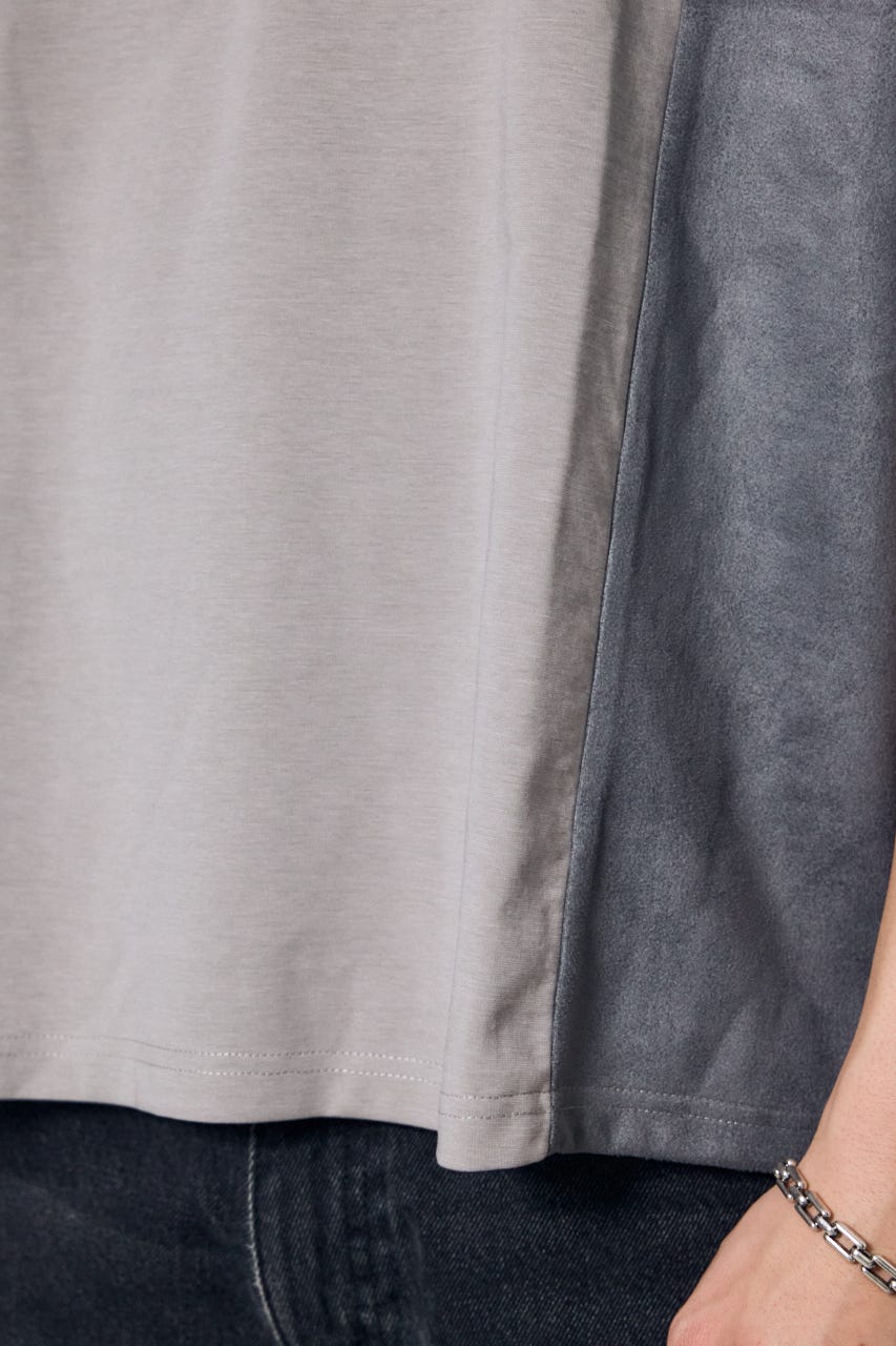 異素材フェイクスエードトップス L/GRY M