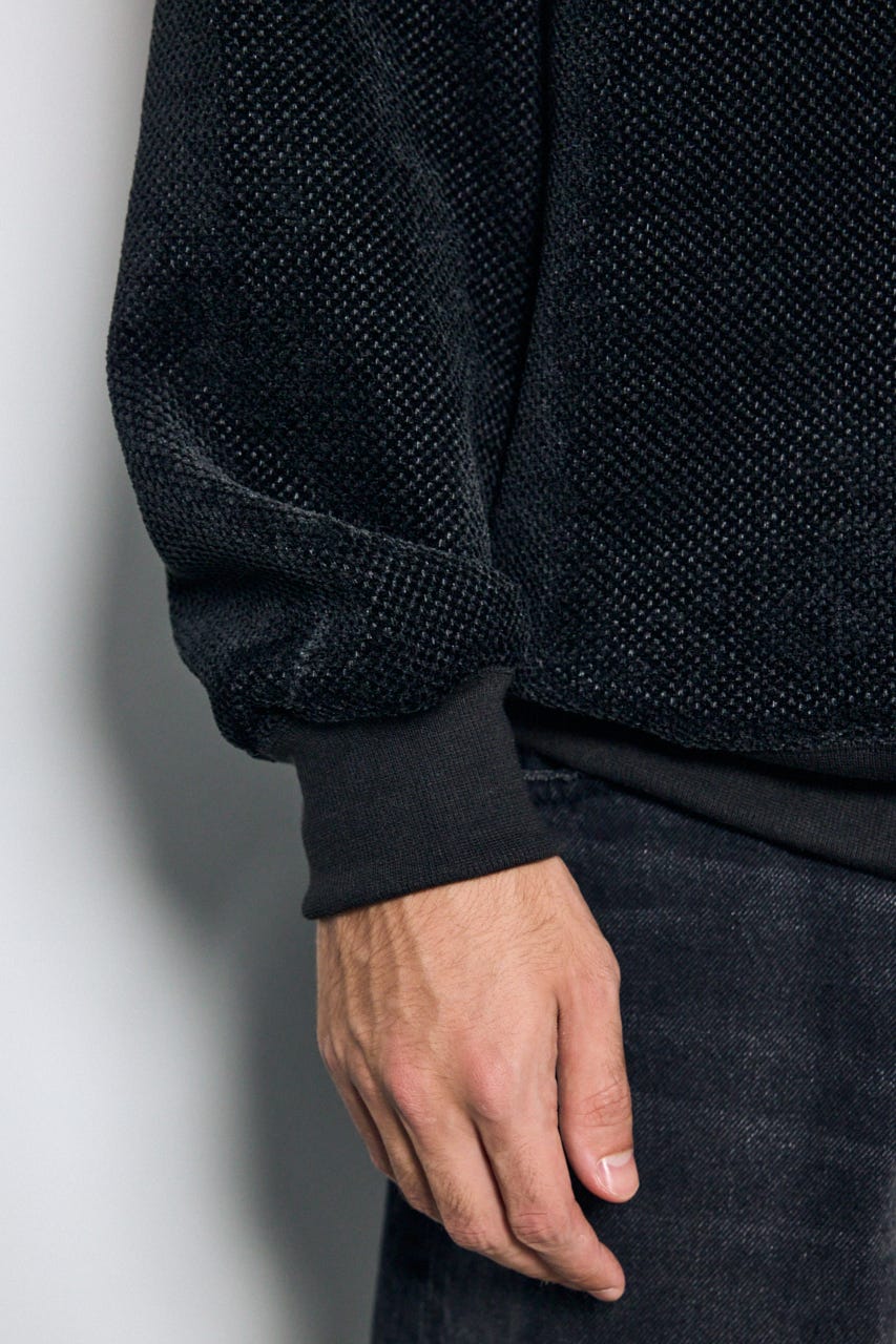 モールカットソー長袖トップス BLK M