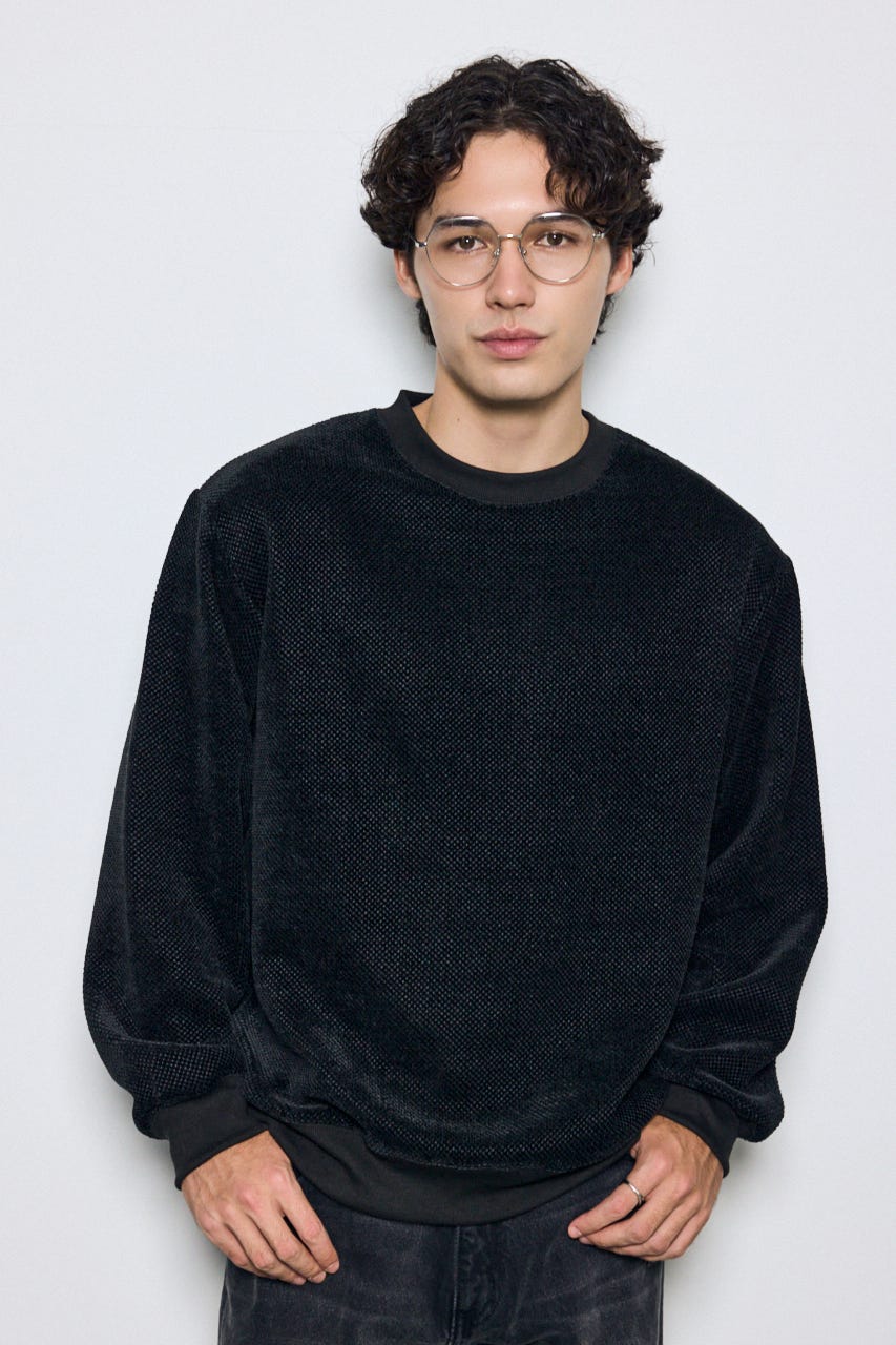モールカットソー長袖トップス BLK M