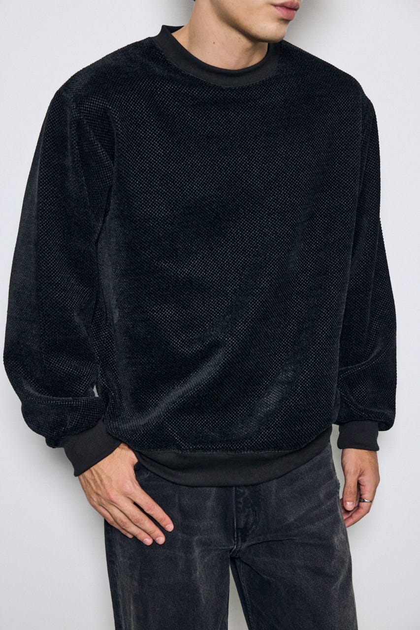 モールカットソー長袖トップス BLK M