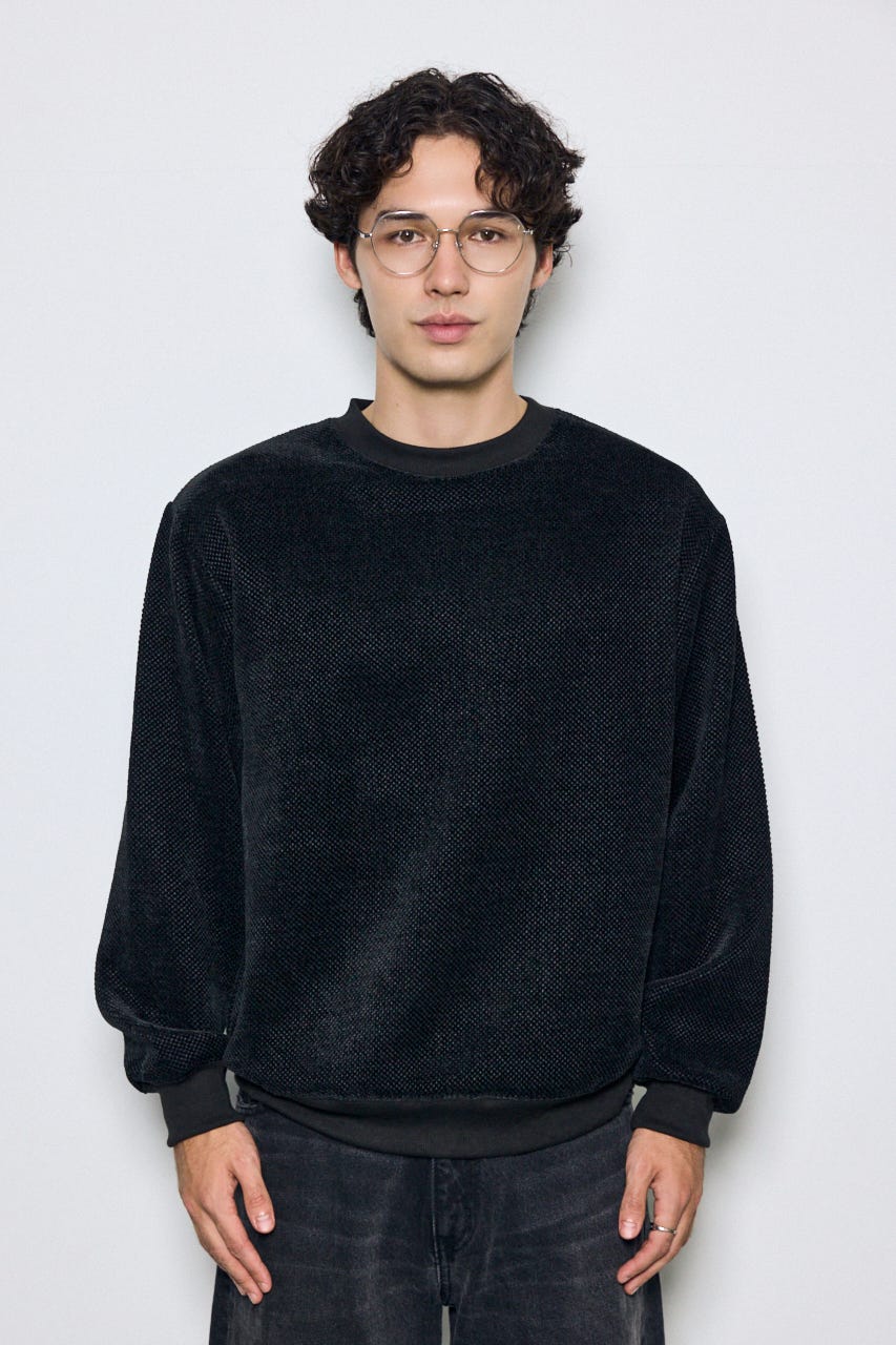 モールカットソー長袖トップス BLK M