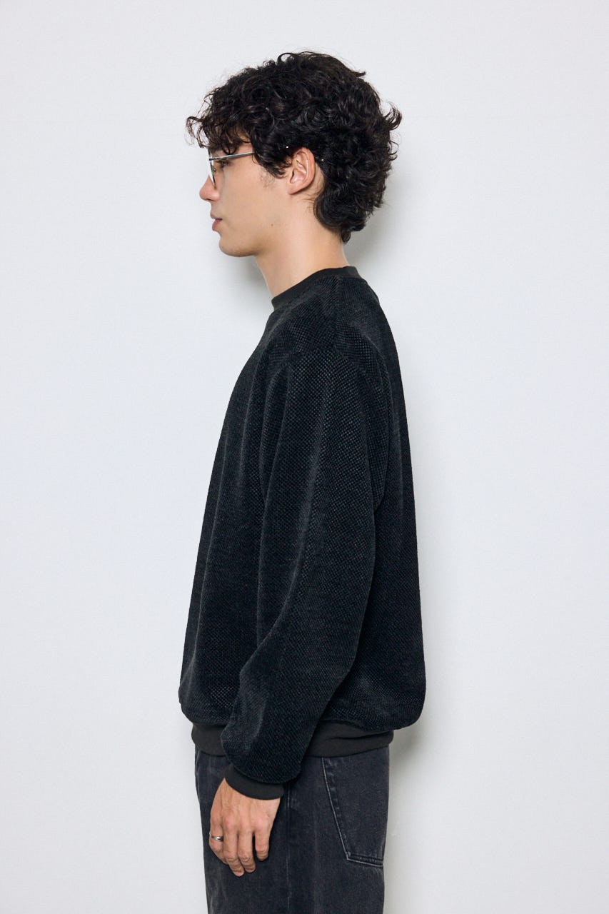 モールカットソー長袖トップス BLK M