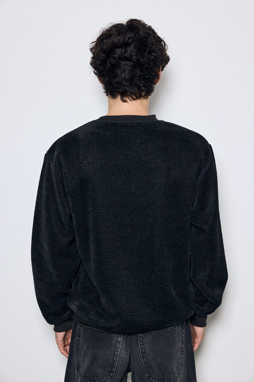 モールカットソー長袖トップス BLK M