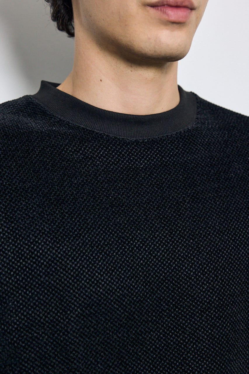 モールカットソー長袖トップス BLK M