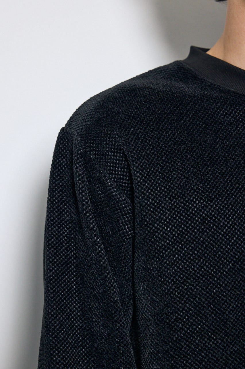 モールカットソー長袖トップス BLK M