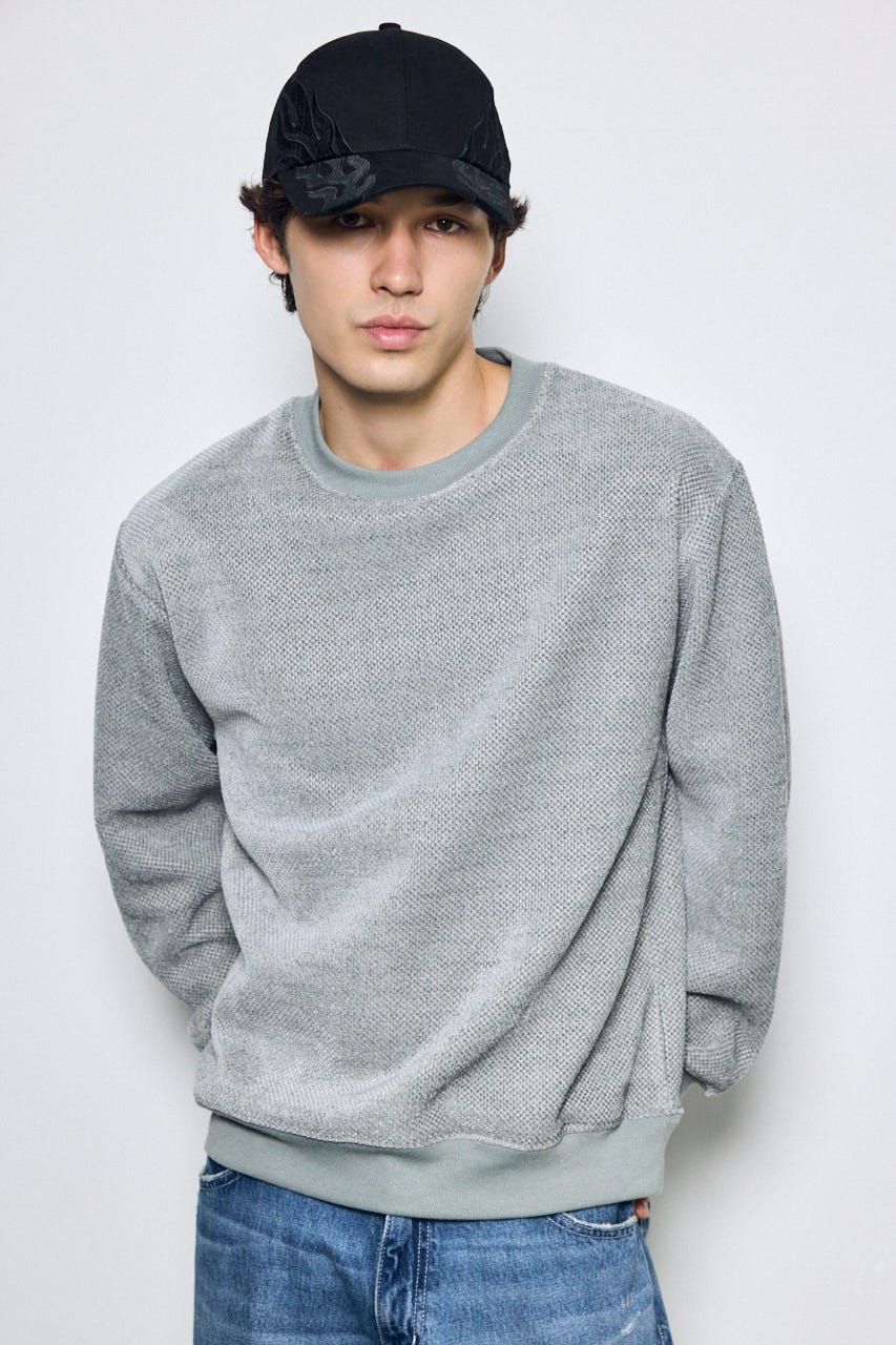 モールカットソー長袖トップス GRY L