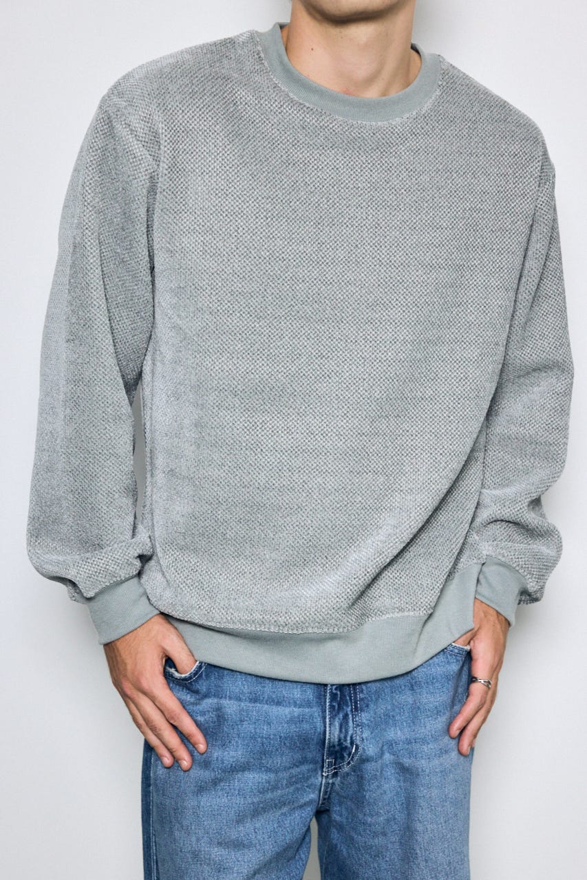 モールカットソー長袖トップス GRY L