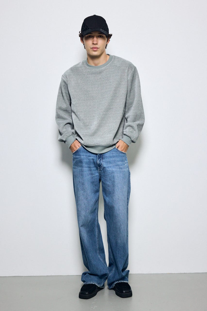 モールカットソー長袖トップス GRY L