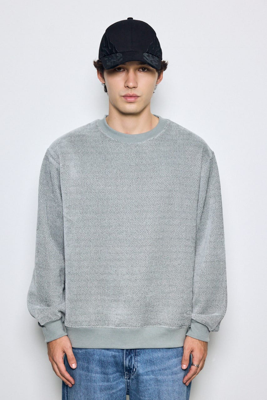 モールカットソー長袖トップス GRY L