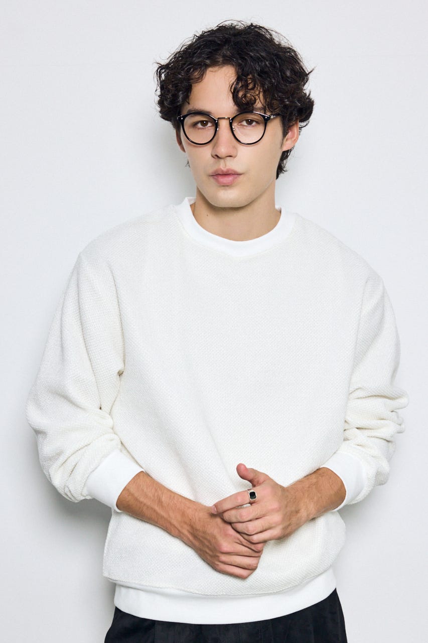 モールカットソー長袖トップス WHT L
