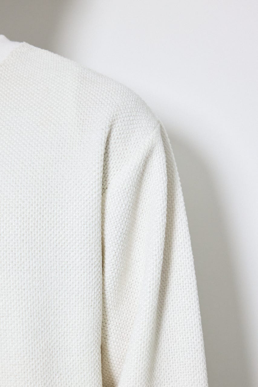 モールカットソー長袖トップス WHT L