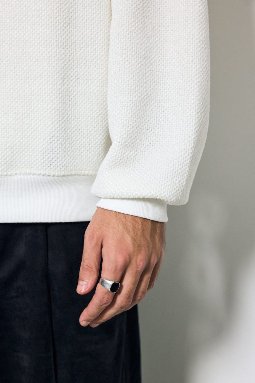 モールカットソー長袖トップス WHT L