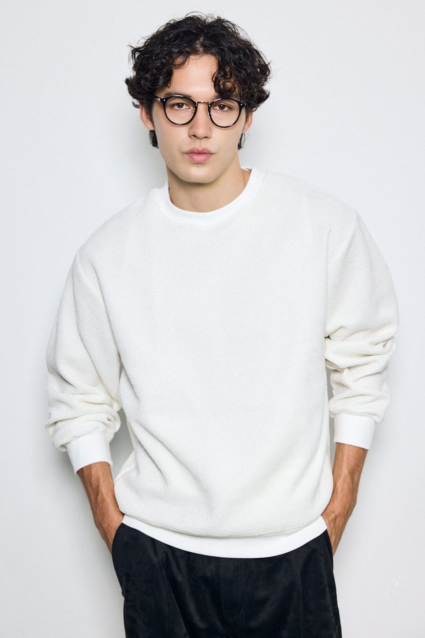 モールカットソー長袖トップス WHT L