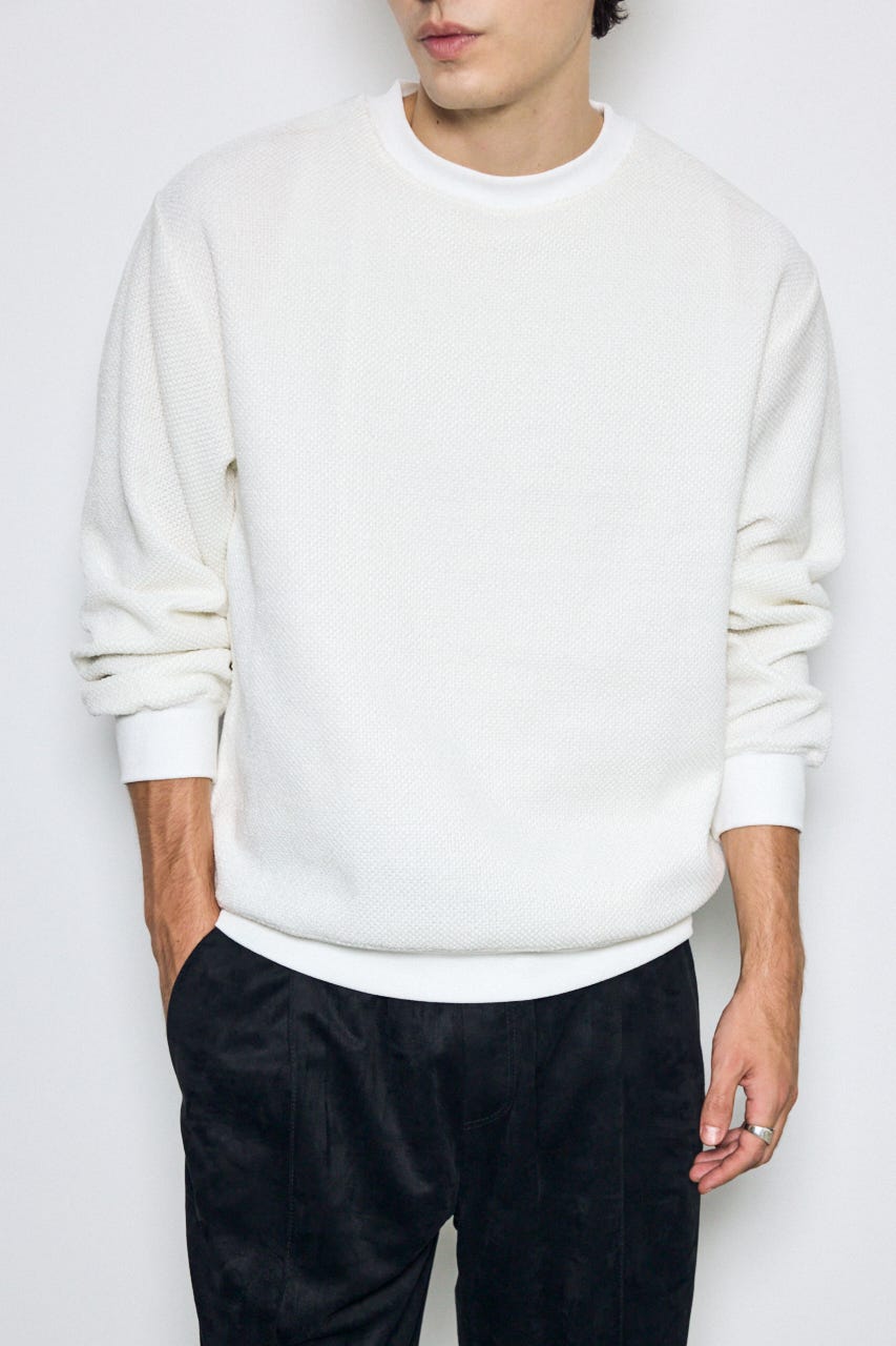 モールカットソー長袖トップス WHT L