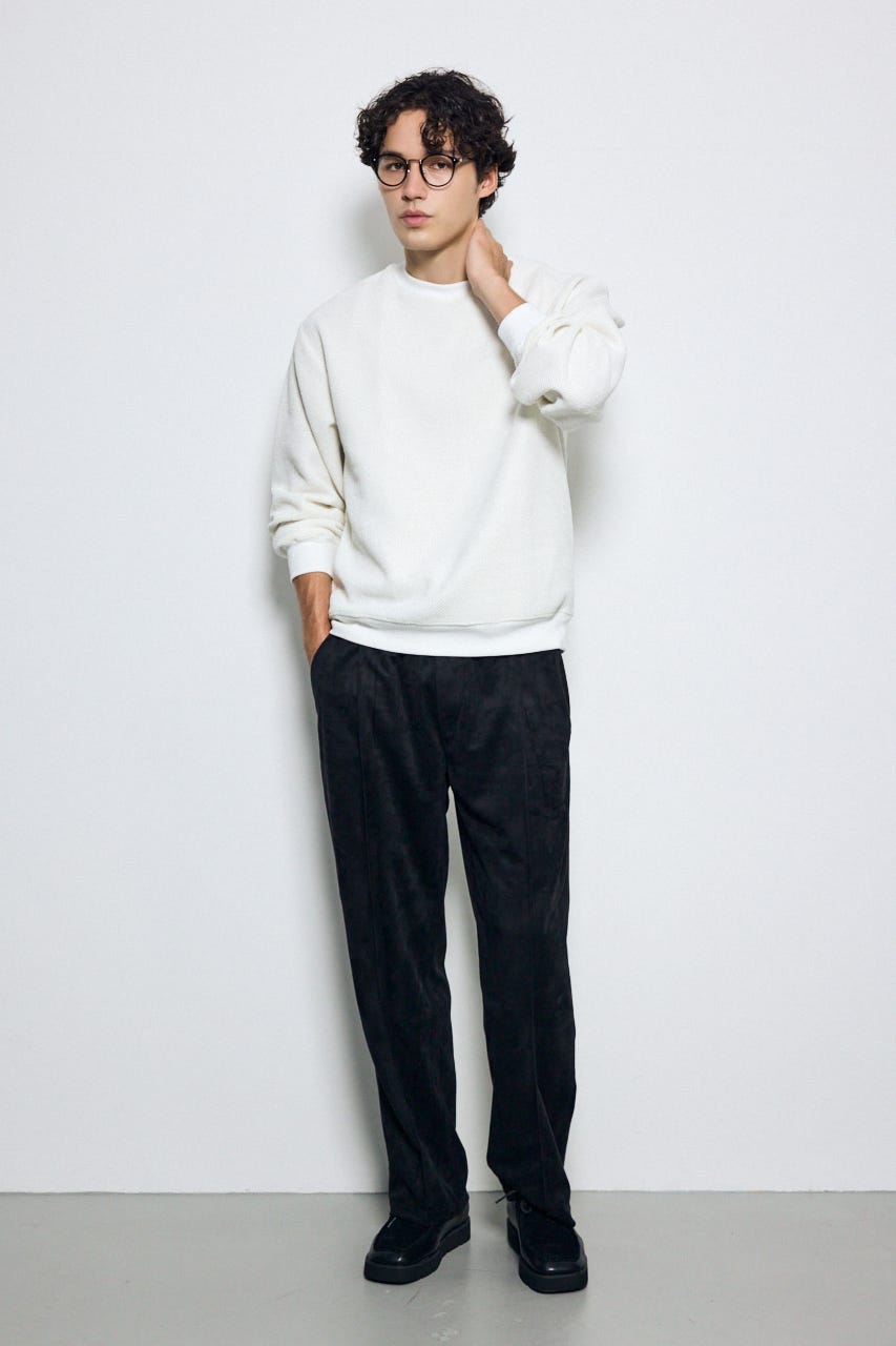 モールカットソー長袖トップス WHT L