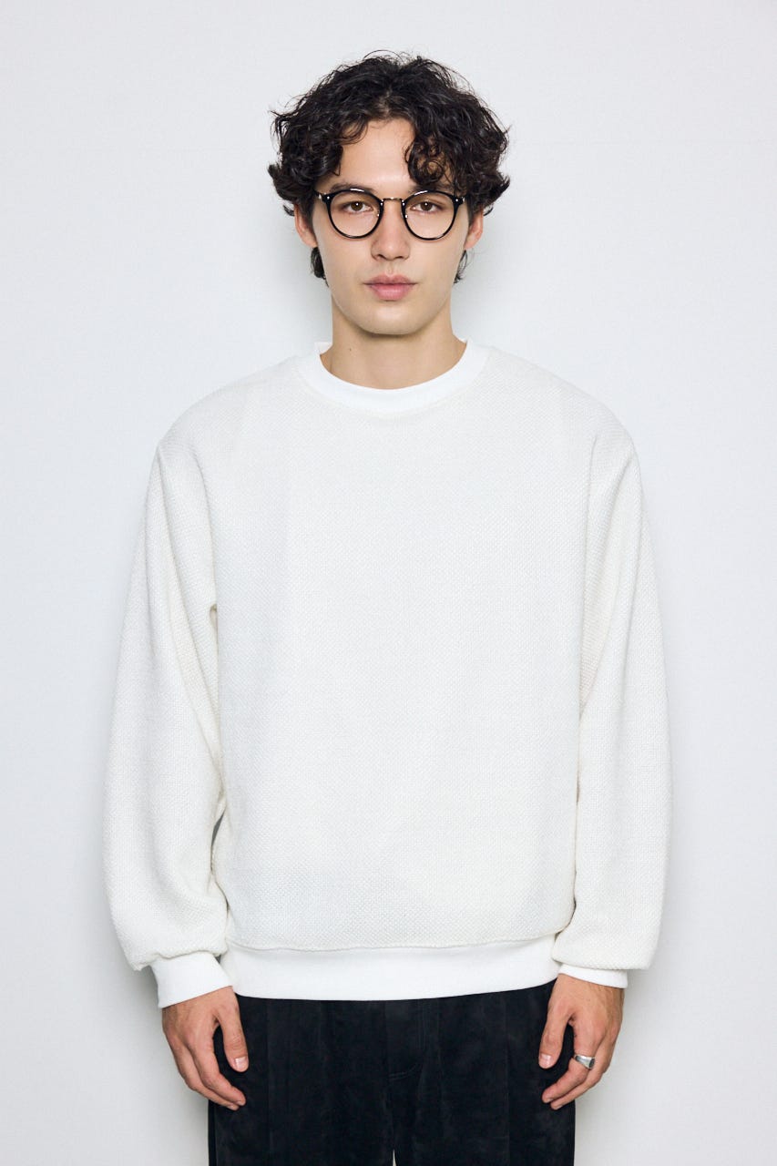 モールカットソー長袖トップス WHT L