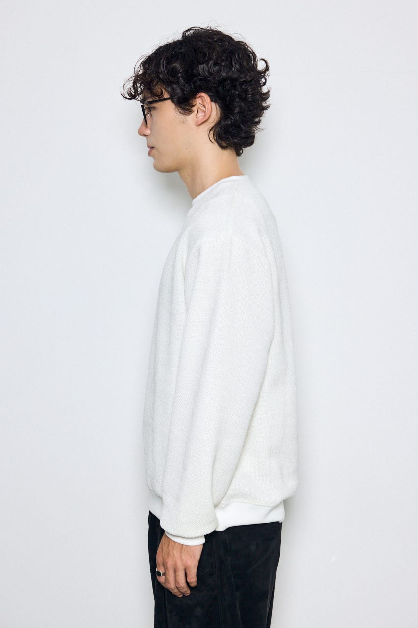 モールカットソー長袖トップス WHT L